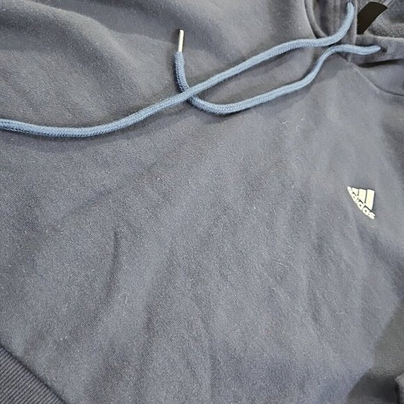 Adidas Women's Sz L Cheetah Print Pullover Hoodie in Navy Cropped Yoga Gym EUC - Picture 4 of 9